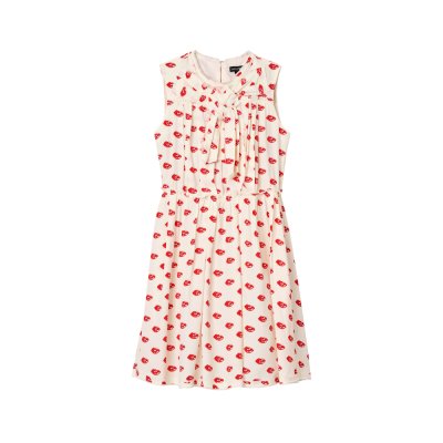 THE KISS LIPS LIPS PLEATED MIDI DRESS